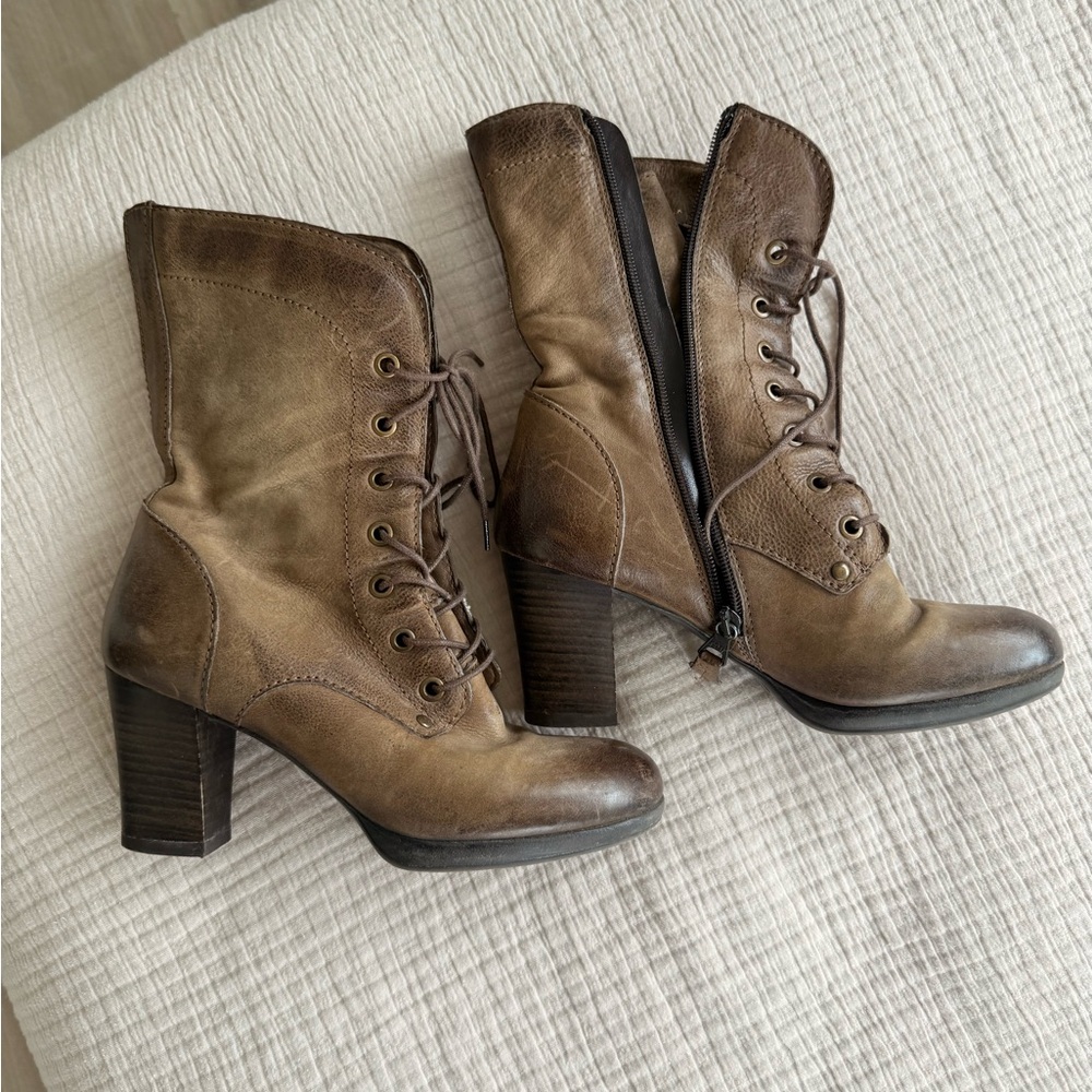Brown Lace-Up Ankle Boots